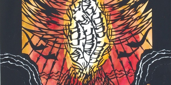 Fragment wycinanki "Tora ogień" z wycinanek/kolaży inspirowanych dramatem Sz. An-skiego „Dybuk”