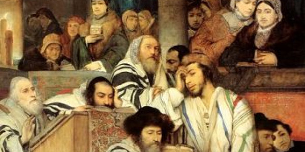 Maurycy Gottlieb, Żydzi modlący się podczas święta w synagodze (1878)