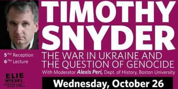 2022 Elie Wiesel Memorial Lecture with Timothy Snyder