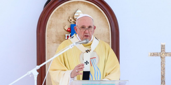 Papież Franciszek podczas Kongresu Eucharystycznego 12 września 2021 r. w Budapeszcie. Fot. Magyar Kurír / katolikus.hu