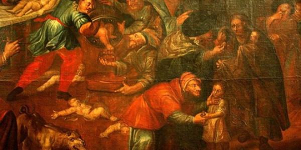 Obraz przedstawiający rzekomy mord rytualny z katedry w Sandomierzu autorstwa Karola de Prevot (XVIII w.)